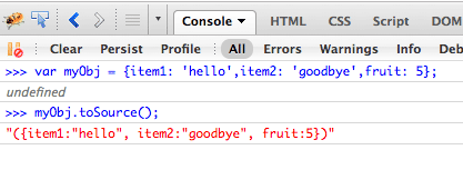 The toSource() command in action